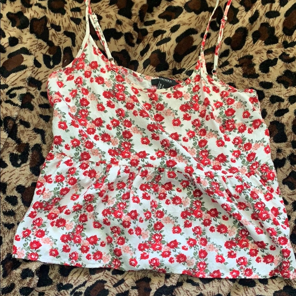 Red floral tank top